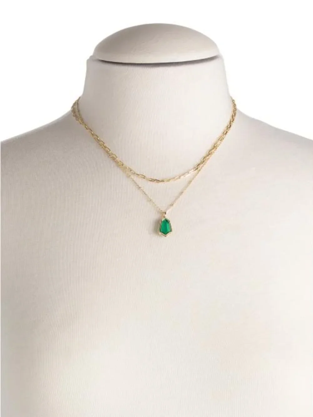 KENDRA SCOTT Gold Alexandria Green Glass Multi-strand Necklace